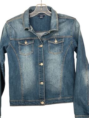 GUESS Distressed Blue Denim Jacket